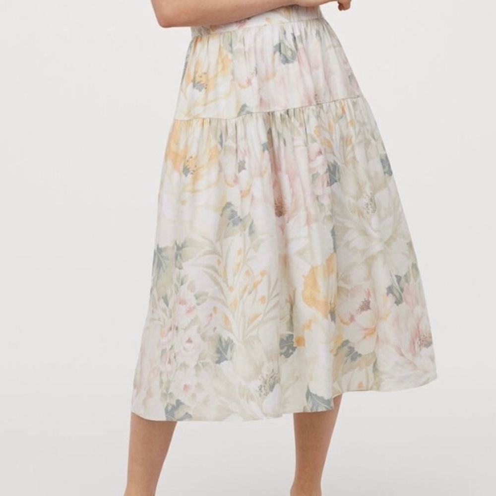 NWT Floral Pastel Midi Skirt